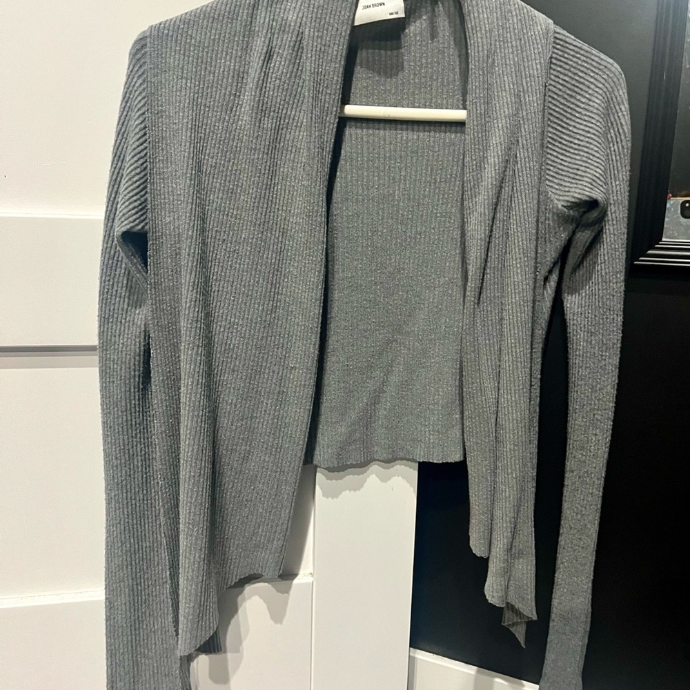 Joah Brown Heather Gray Ribbed Cardigan
